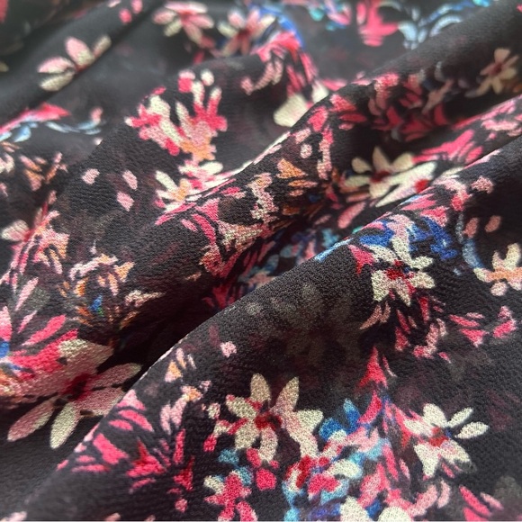 MISA Los Angeles Savannah Asymmetric Dress in Black/Pink Floral - Picture 5 of 8